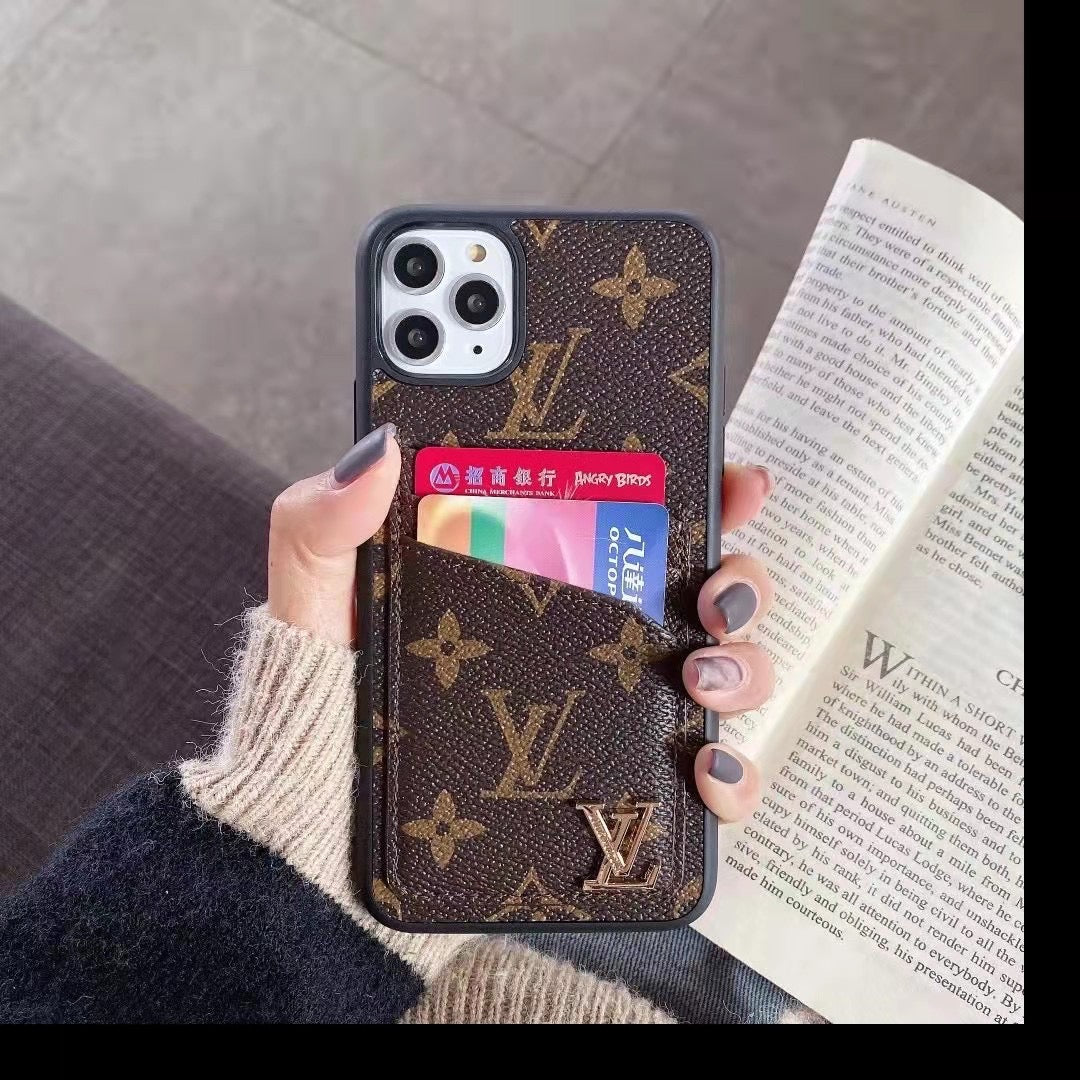 Duel Card Slot Leather Back Cover Case I Pro Max Plus for 11-pro