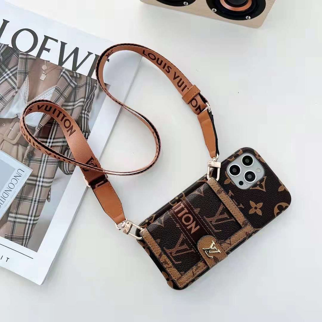 Crossbody Strap Wallet Back Cover Leather Case I Pro Max for 12-pro