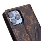 LV iPhone Wallet Case Brown Black Leather iPhone X 11 12 13 14 15 16 Pro Max Plus for 11-pro
