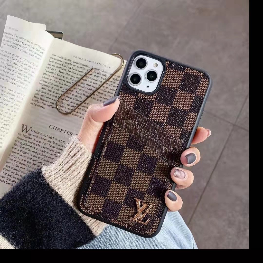 Duel Card Slot Leather Back Cover Case I Pro Max Plus for 11-pro