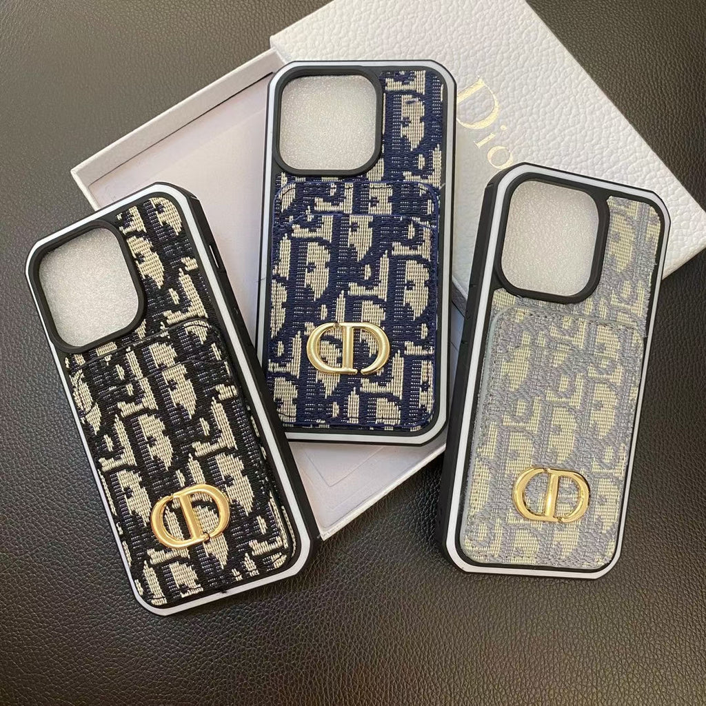 Dior iPhone Case Card Holder For 11 12 13 14 15 16 Pro Max Plus Series