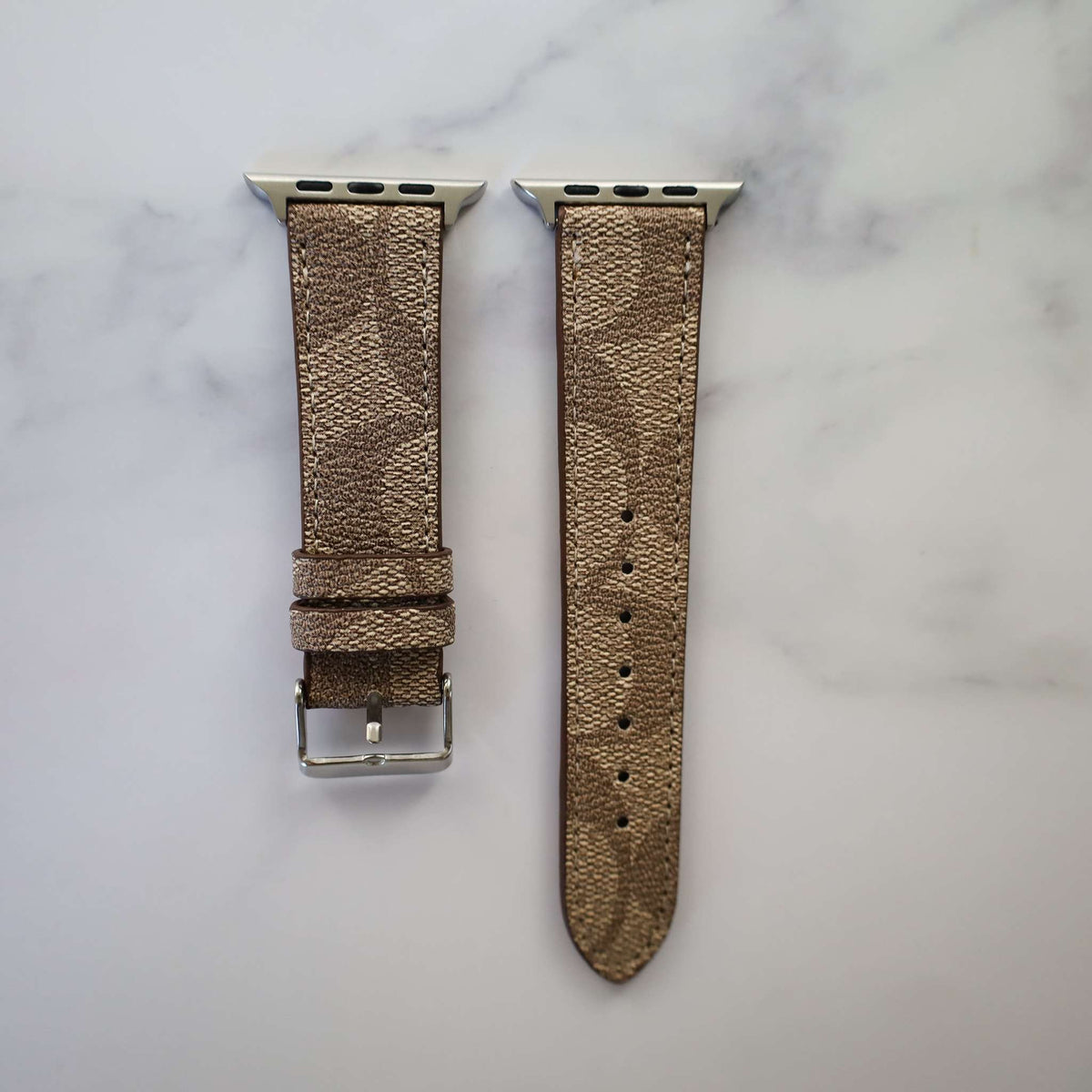 Coach Apple Watch Band Beige Leather