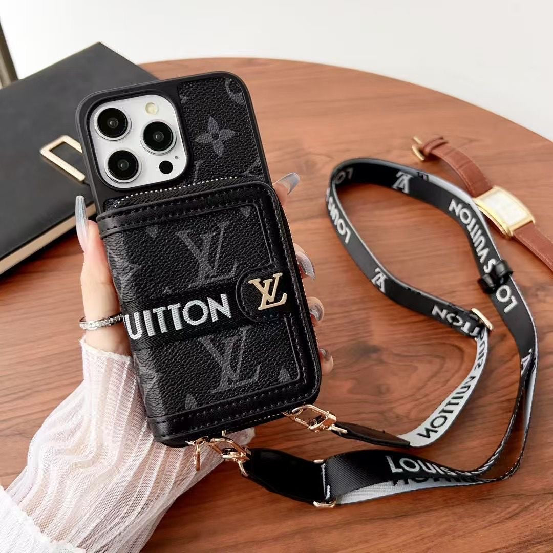 LV Zipped Wallet Phone Case Crossbody For 12-16 Pro Max Plus for 12-pro