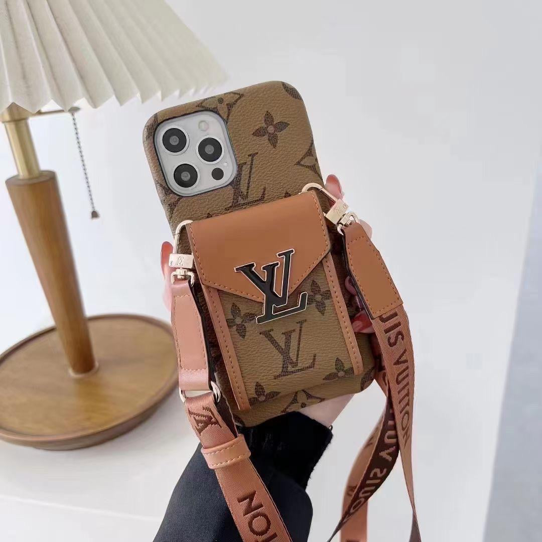 iPhone Case Louis Vuitton Style Crossbody For 11 12 13 14 15 16 Pro Max Plus Series for 11-pro-max