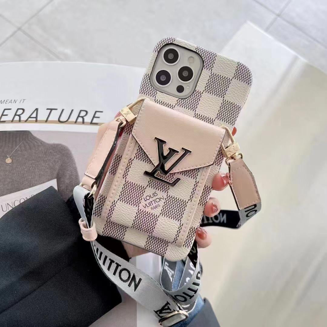 iPhone Case Louis Vuitton Style Crossbody For 11 12 13 14 15 16 Pro Max Plus Series for 11-pro-max