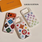 Multicolor Monogram White LV Case iPhone 14-17 / Pro / Pro Max for 14-pro