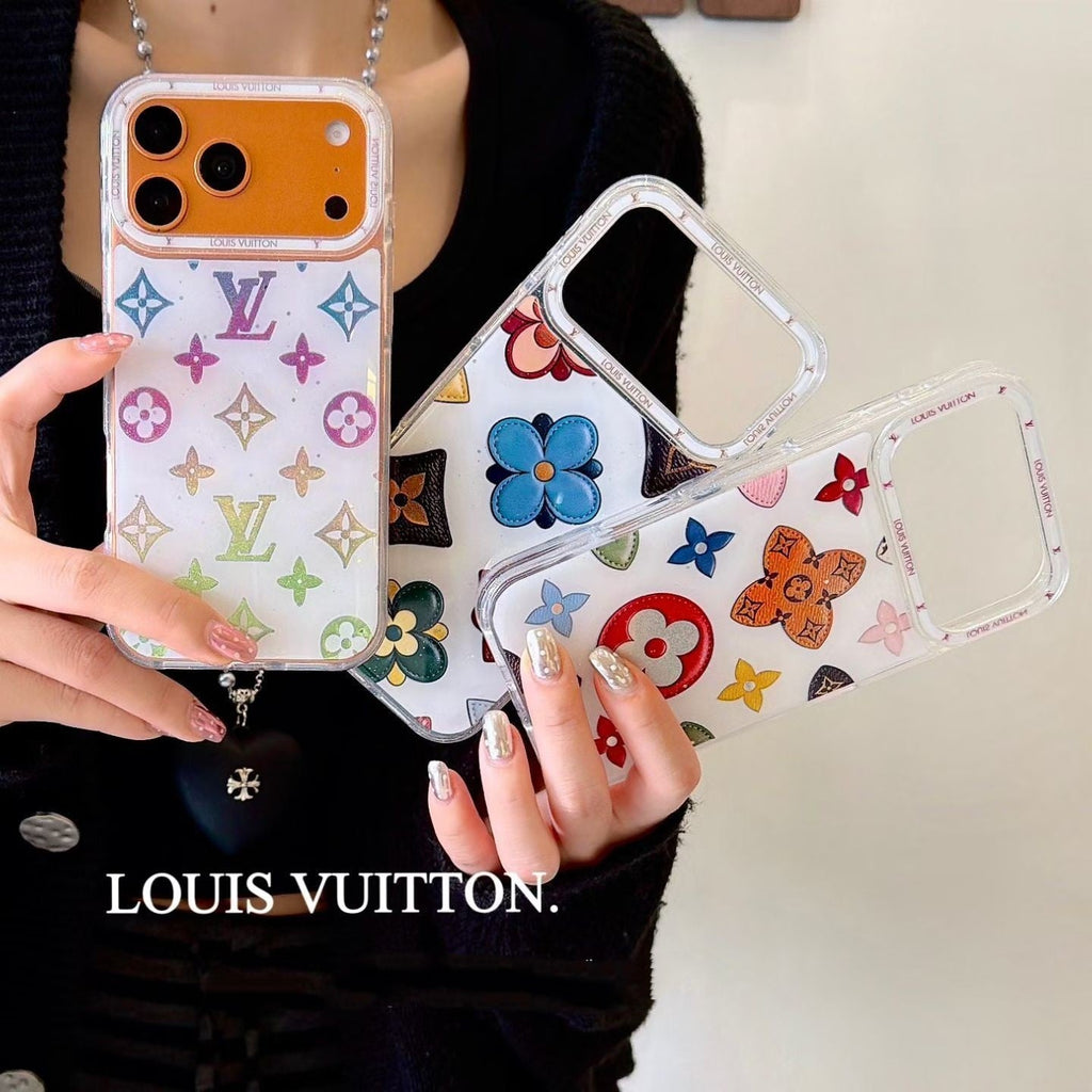 Multicolor Monogram White LV Case iPhone 14-17 / Pro / Pro Max for 14-pro-max