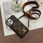 iPhone 16 LV Case 15 14 13 12 Pro Max Plus Crossbody Wallet