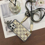 iPhone 16 LV Case 15 14 13 12 Pro Max Plus Crossbody Wallet