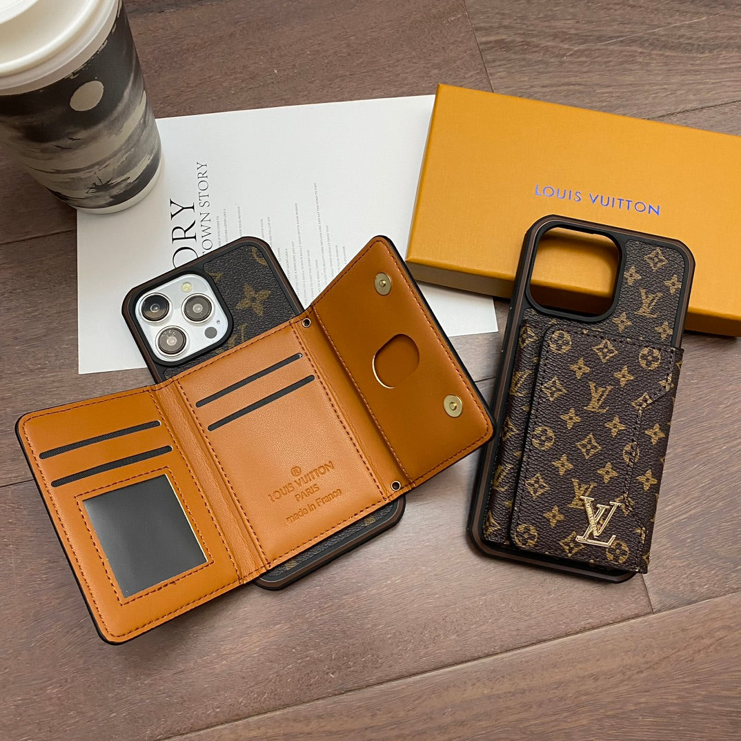 LV Case iPhone 16 Pro Max Plus 15 14 13 12 Wallet Style
