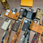 iPhone 16 LV Case 15 14 13 12 Pro Max Plus Crossbody Wallet