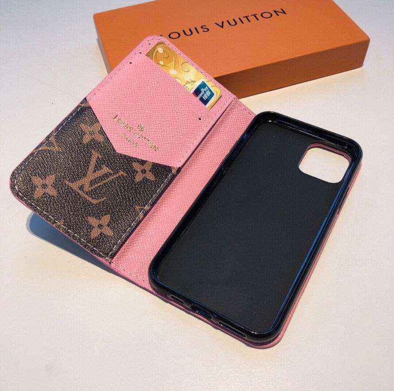 LV iPhone 14 Wallet Case Pink Edge For I Pro Max Plus for 11