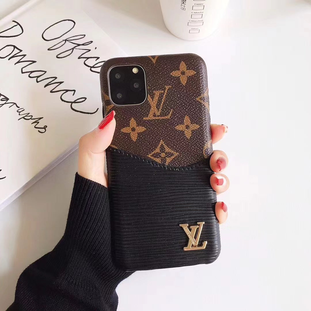 Luxury LV Phone Case Colored Card Holder Patch iPhone 16 Pro Max Plus Series