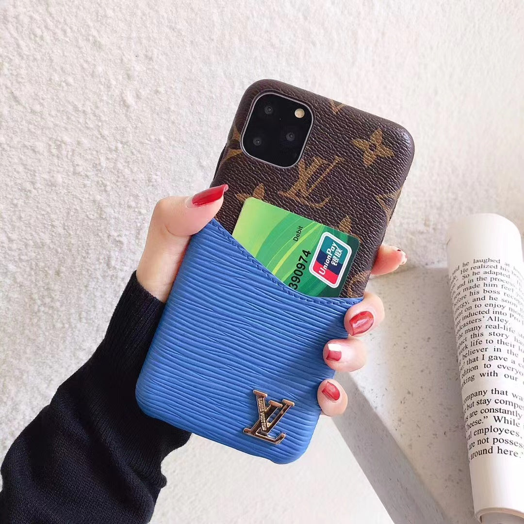 Luxury LV Phone Case Colored Card Holder Patch iPhone 16 Pro Max Plus Series