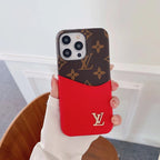 Luxury LV Phone Case Colored Card Holder Patch iPhone 16 Pro Max Plus Series for 16-plus