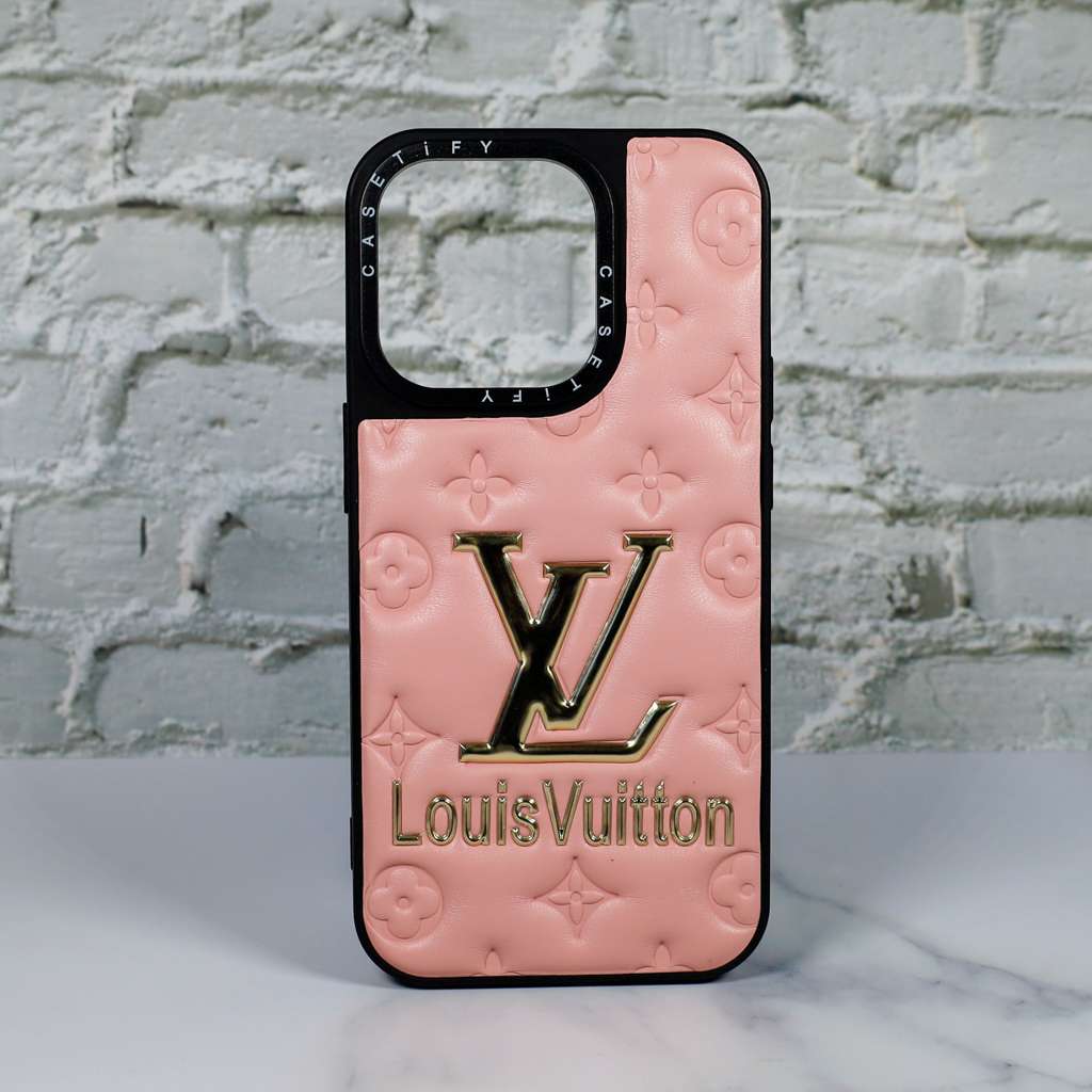 LV Stamped Leather Case Pink For I Pro Max Series for iphone-12