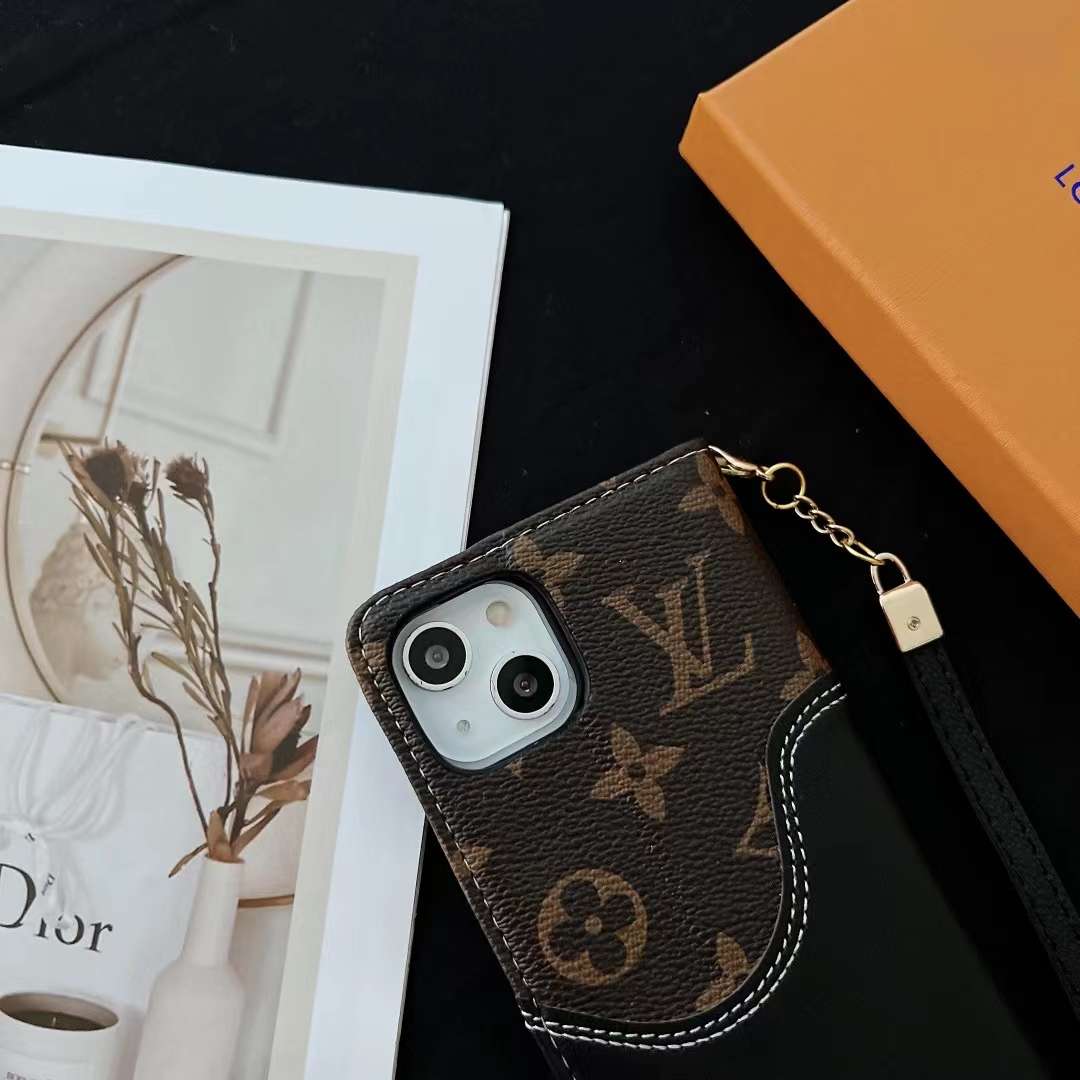 LV iPhone Wallet Case Brown Black Leather iPhone X 11 12 13 14 15 16 Pro Max Plus for 11-pro-max