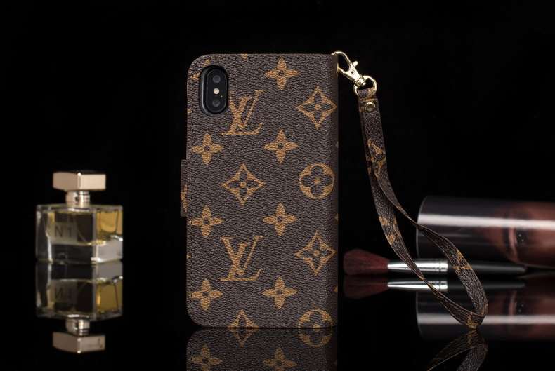 LV Brown Monogram Leather Wallet Case iPhone X 11 12 13 14 15 16 Pro Max Plus