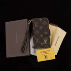 LV Brown Monogram Leather Wallet Case iPhone X 11 12 13 14 15 16 Pro Max Plus for 13-pro-max