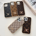 Fashion iPhone Case 16 15 14 13 12 11 Pro Max Plus Leather Design Electroplated