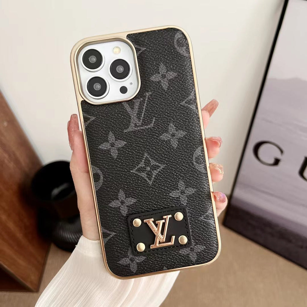 Fashion iPhone Case 16 15 14 13 12 11 Pro Max Plus Leather Design Electroplated
