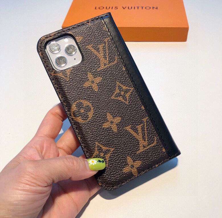 iPhone Wallet Case Brown Mono Leather Black Edge 11 12 13 14 15 16 Pro Max Plus