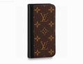 iPhone Wallet Case Brown Mono Leather Black Edge 11 12 13 14 15 16 Pro Max Plus