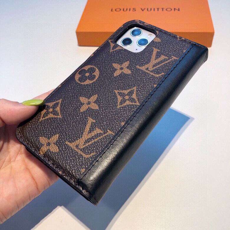 iPhone Wallet Case Brown Mono Leather Black Edge 11 12 13 14 15 16 Pro Max Plus for 12-pro