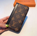 iPhone Wallet Case Brown Mono Leather Black Edge 11 12 13 14 15 16 Pro Max Plus