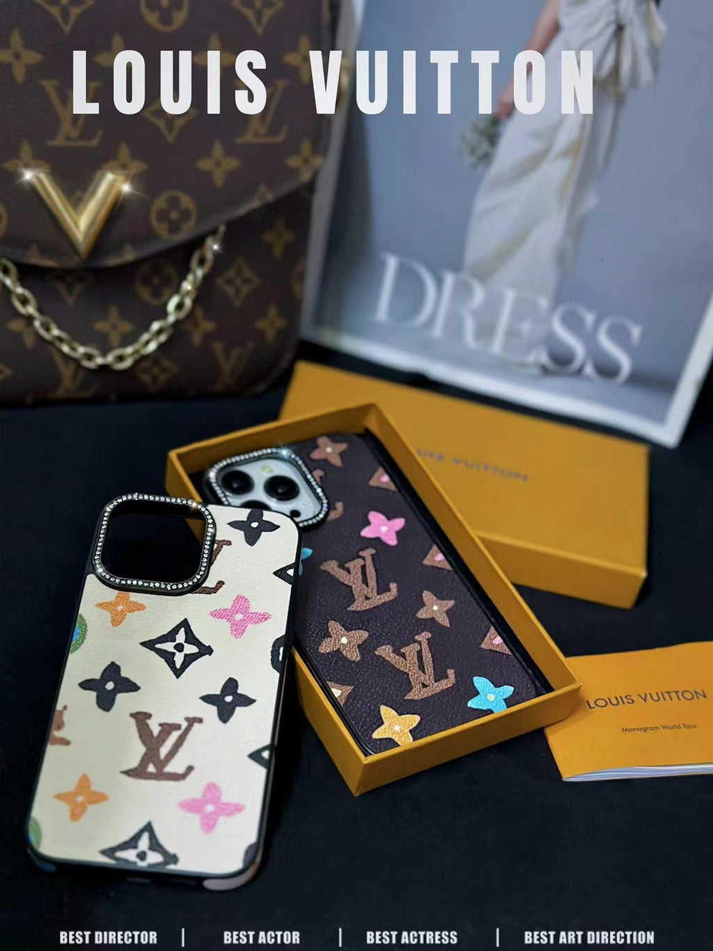 LV Monogram Rhinestone iPhone Case 12 13 14 15 16 Pro Max for 12-pro