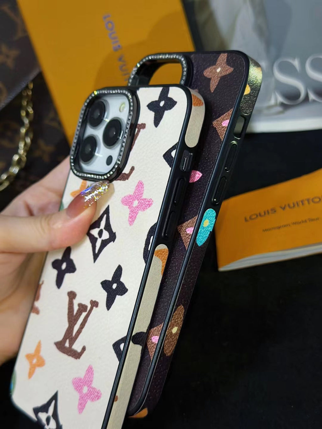 LV Monogram Rhinestone iPhone Case 12 13 14 15 16 Pro Max for 12-pro-max