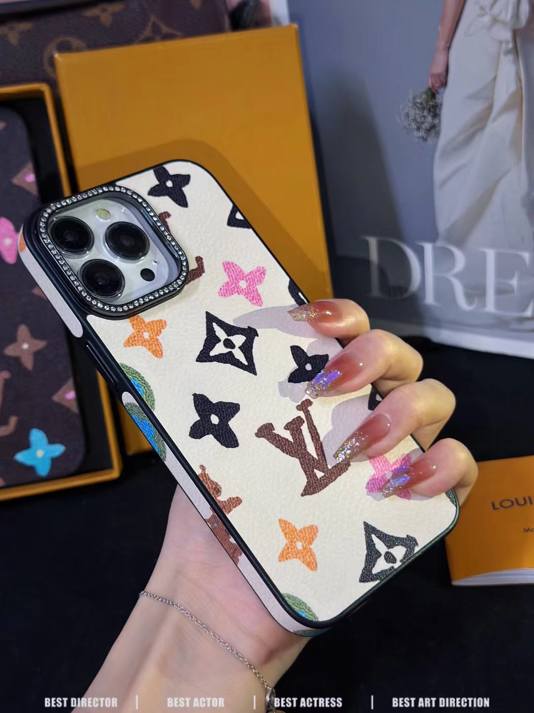 LV Monogram Rhinestone iPhone Case 12 13 14 15 16 Pro Max for 13-pro