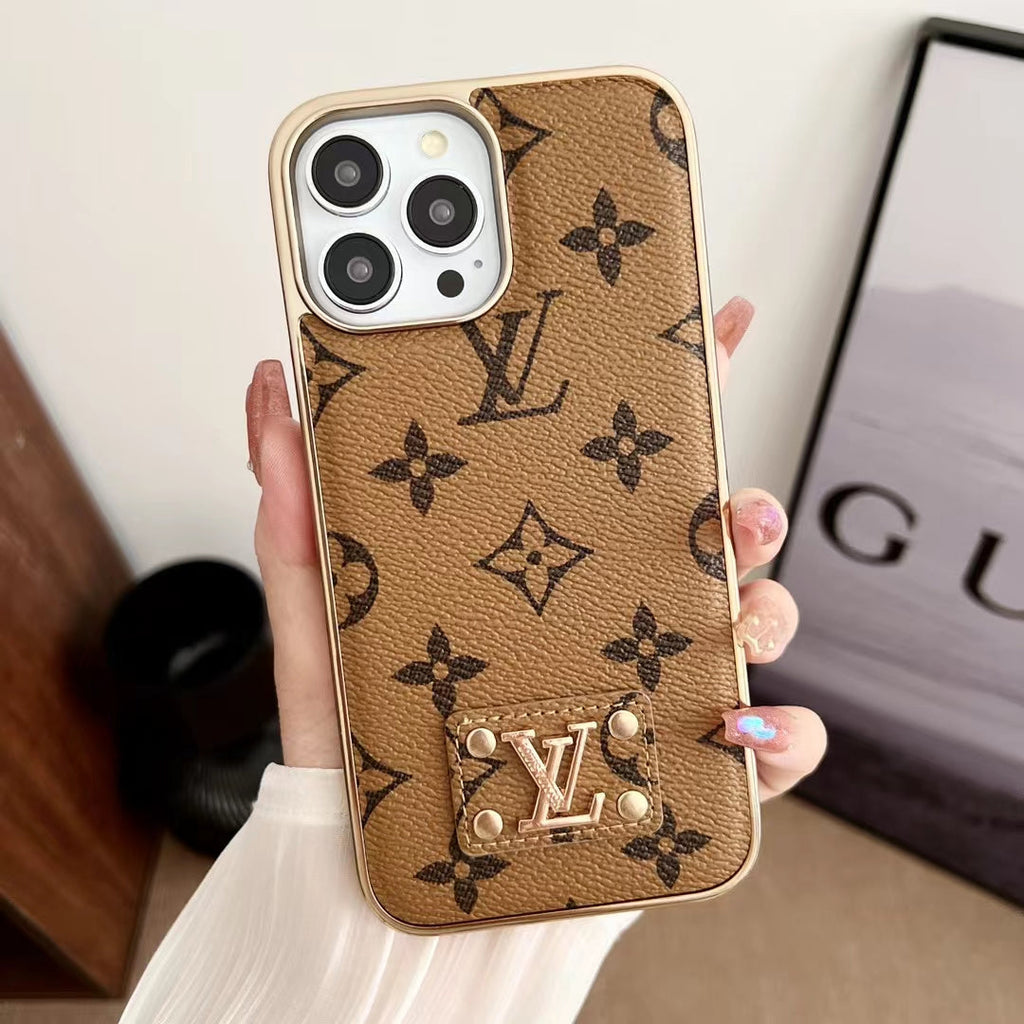Fashion iPhone Case 16 15 14 13 12 11 Pro Max Plus Leather Design Electroplated for 12-pro