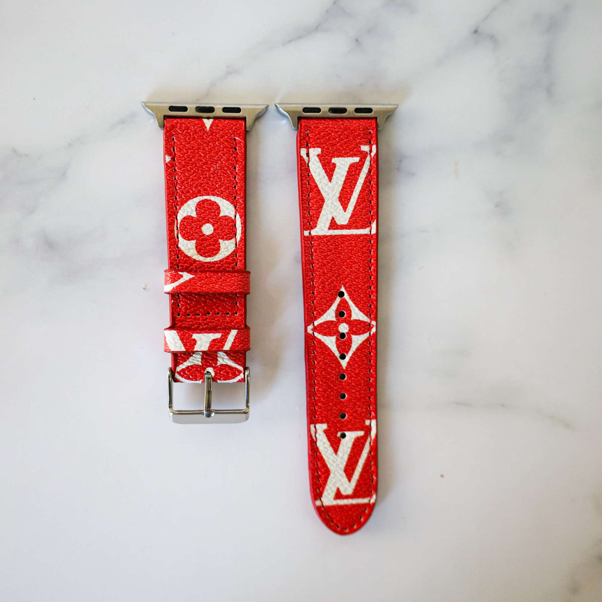 Red Leather Watch Bands For Apple Watches Apple Watch Band for 44mm